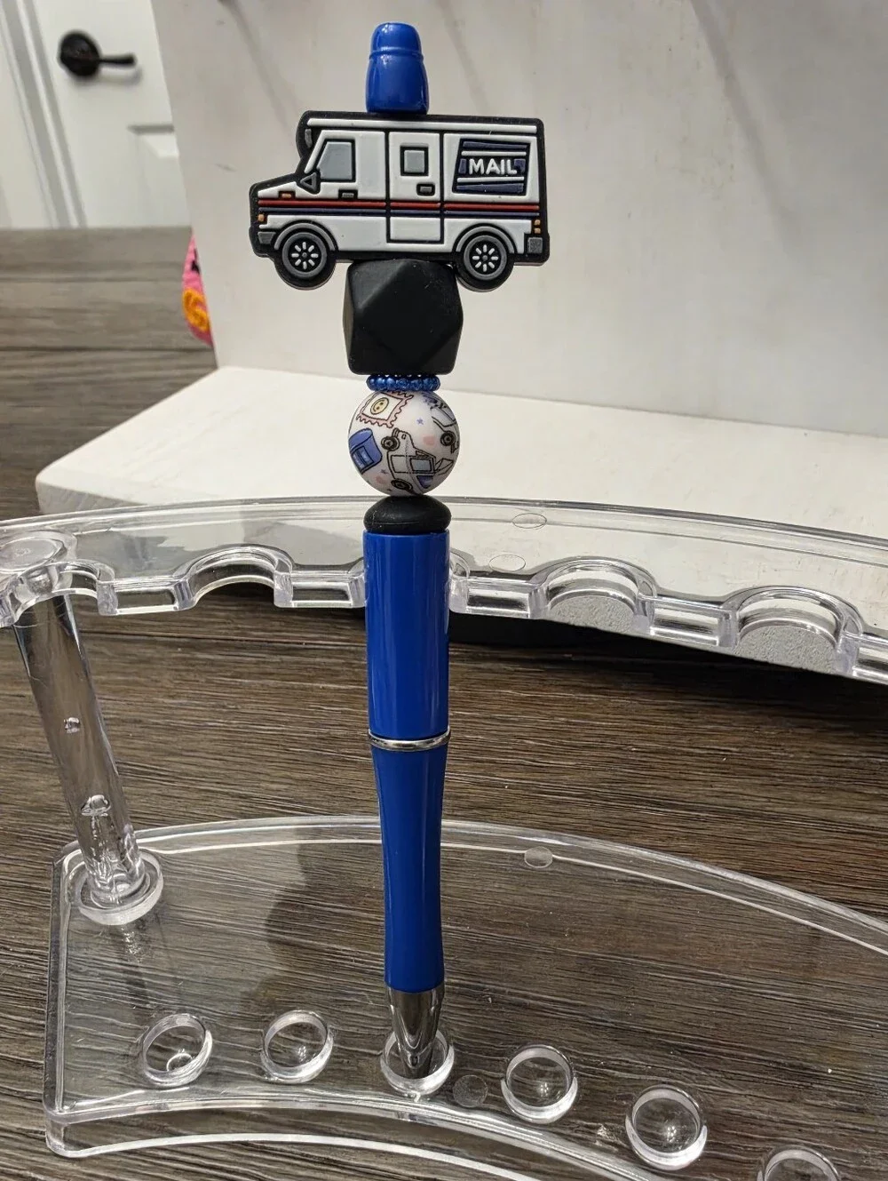 Mail Truck Beadable Blue Pen- Free Refil